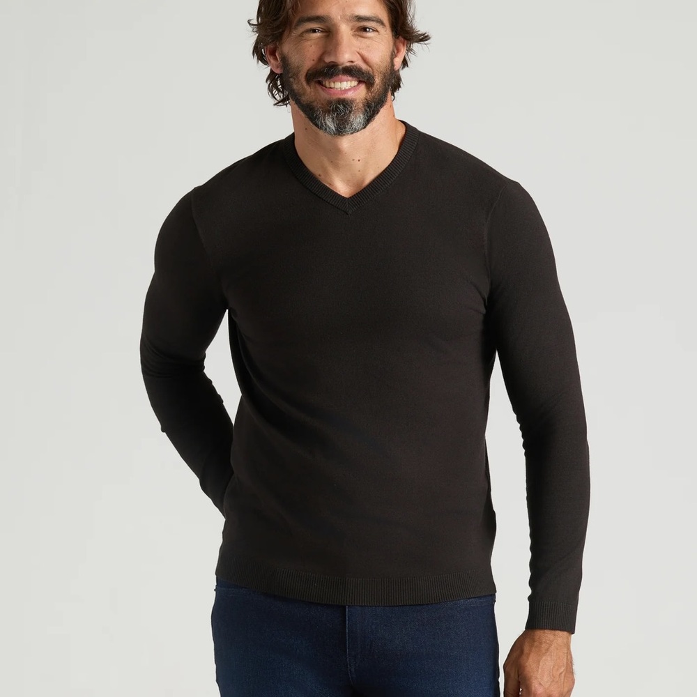 Men's Dark Brown V-Neck Sweater